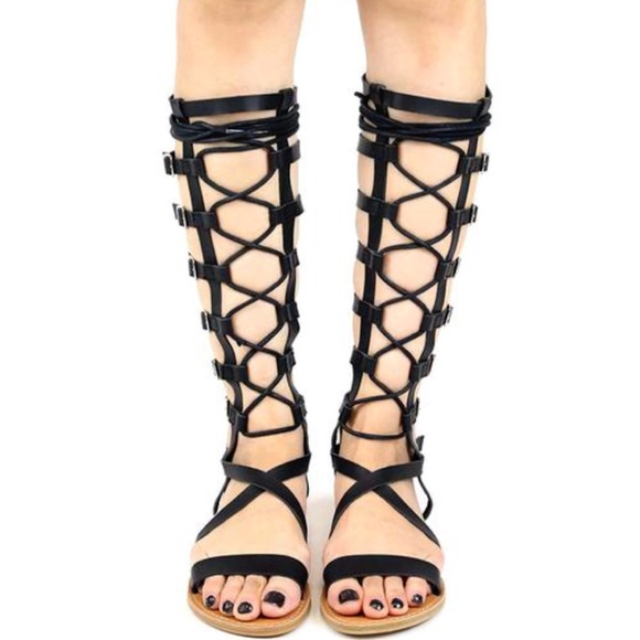 jelly gladiator sandals knee high